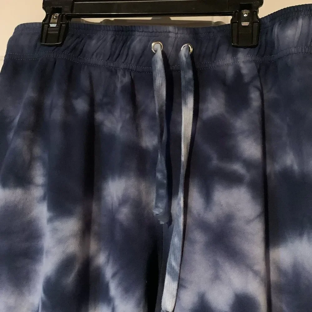 Blue and White Tie-Dye Joggers with Stretchy Comfort